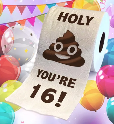 Miniatura 2 de Printed TP Regalo de papel higiénico impreso con texto en inglés "You're 16", regalo divertido para fiesta de cumpleaños, broma de papel higiénico