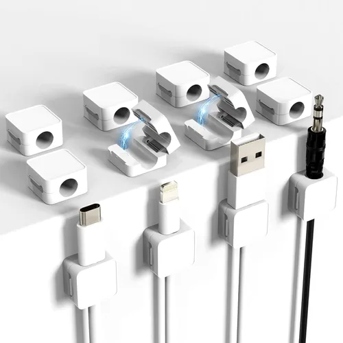 Miniatura 8 de ELZO Paquete de 12 clips magnéticos para cables, organizador de cables para gestión de cables, organizador de cables con adhesivo fuerte, magnético