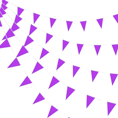 Miniatura 9 de Consummate Banderines negros de 100 pies con banderines colgantes triangulares para gran apertura, cumpleaños de niños, decoraciones de fiesta, 60