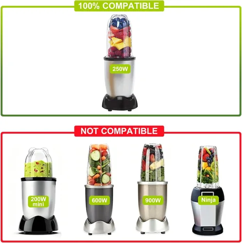 Miniatura 5 de Cuchillas para licuadora, paquete de 2 piezas de repuesto compatibles con Magic Bullet 250W MB1001, acero inoxidable y plástico con juntas