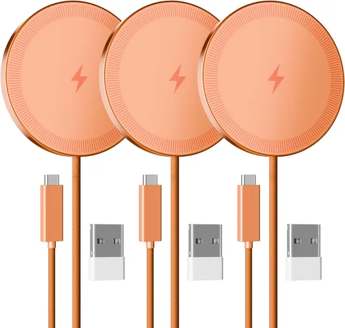 Miniatura 14 de Paquete de 2 cargadores inalámbricos magnéticos de 15 W: almohadilla de carga rápida para iPhone Air 17 16 15 14 13 12 Pro Max, Samsung Galaxy S26