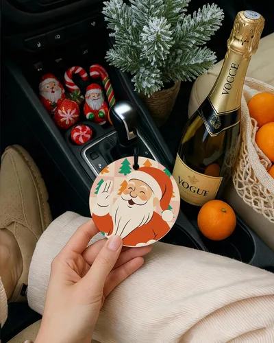 Miniatura 6 de Ambientador de aire bohemio de Navidad para automóvil, 4 piezas, feliz y brillante, Navidad, Papá Noel, ambientador colgante para autos, armario