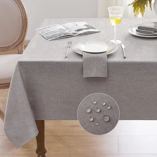 Miniatura 14 de Softalker Mantel pequeño rectangular con textura de lino de 52 x 70 pulgadas, para exteriores, resistente a las manchas y a las arrugas, decorativo