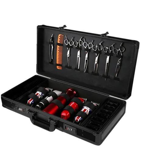Miniatura 10 de CNCEST Estuche de transporte para peluquería, kit de herramientas de peluquería grande para salón de belleza, estuche de transporte portátil de Negro