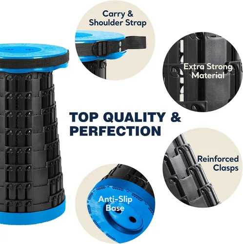 Miniatura 6 de Taburete plegable máximo de 620 libras y bolsa de transporte acolchada 3 en 1, taburete telescópico portátil para adultos, asiento plegable