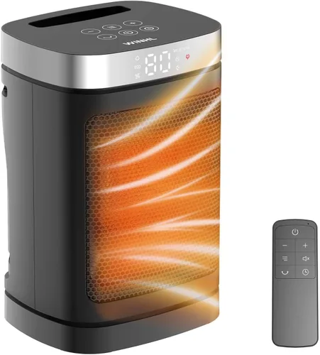 Miniatura 8 de Estufa portátil para espacio, tres modos de calefacción (700W/1000W/1500W), con control remoto, calentadores eléctricos con temporizador de 1-12H