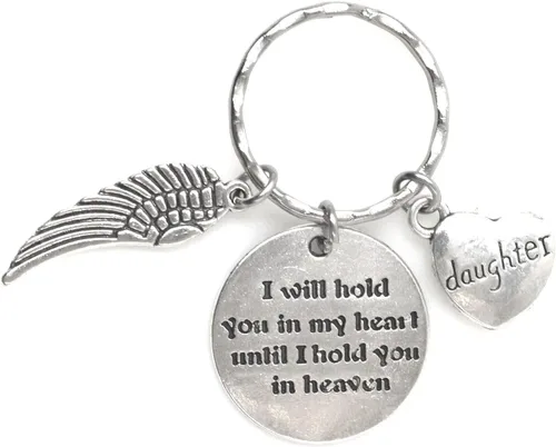 Miniatura 15 de Llavero con texto en inglés "I Will Hold You in My Heart Until I Hold You in Heaven Angel Wing Family Charm Veterans Luurn Grief Sympathy