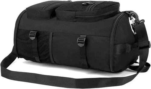Miniatura 6 de Kalesi Bolsa de lona para gimnasio, 4 vías, impermeable, con compartimento para zapatos, para viajes, deporte, senderismo, laptop, Negro, X-Grande