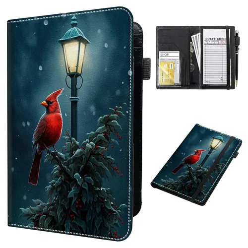 Miniatura 9 de Cartera de cuero para camarera, con cremallera y soporte para libro de cheques, bolsillo para dinero, organizador personal para delantales, estrella