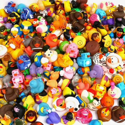Miniatura 7 de XY-WQ Paquete de 200 patos de goma para Jeeps Ducking, pato flotante a granel de 2.3 pulgadas para niños, surtido de juguetes de baño para bebés