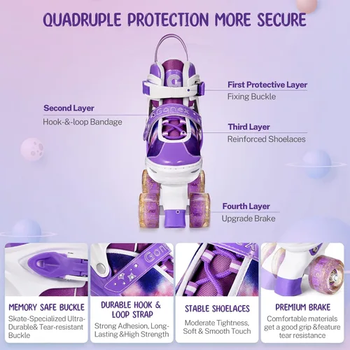Miniatura 2 de Gonex Patines de ruedas para niñas, niños y mujeres con todas las ruedas iluminadas, patines ajustables para principiantes, niños pequeños