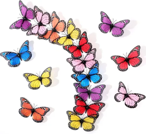 Miniatura 11 de Syhood 24 piezas de decoraciones de mariposa monarca verde esmeralda de 4.7 pulgadas, artificiales 3D falsas grandes mariposas verdes salvia
