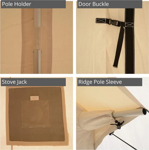 Miniatura 8 de WHITEDUCK Alpha - Tienda de campaña de pared de lona impermeable para 4 estaciones, para acampar y cazar, con marco de aluminio resistente y suelo