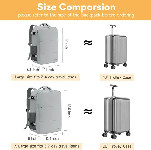 Miniatura 7 de Taygeer Mochila de Equipaje de Mano, Mochila de Viaje para Mujeres con Puerto de Carga USB y Bolsa para Zapatos, Mochila para Laptop de 15.6 Gris