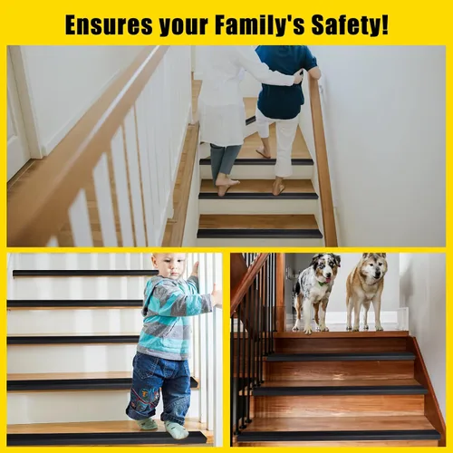 Miniatura 3 de 10 protectores de nariz de aleación de aluminio para escaleras, tiras antideslizantes de 2 x 0.75 x 48 pulgadas para escaleras y borde de piscina