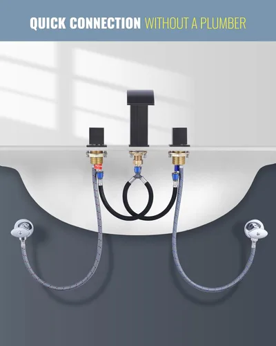 Miniatura 6 de ARCORA Grifo de baño de cascada de bronce aceitado – Grifos de baño de 8 pulgadas para fregaderos, 3 agujeros, 2 asas, grifo de lavabo de baño