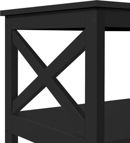 Miniatura 10 de Yaheetech Mesa de centro negra de madera de 2 niveles con estante de almacenamiento para sala de estar, mesa de cóctel con diseño en X, muebles