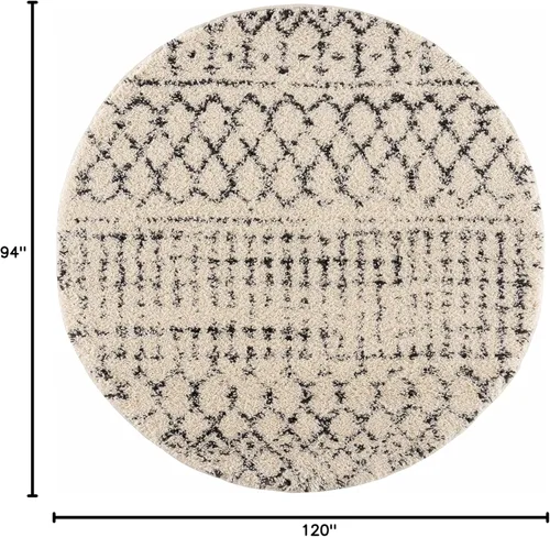 Miniatura 113 de Hauteloom, Duncans - Alfombra de estilo granja de pelo mullido para sala y dormitorio, con borlas - Beige, carbón, gris - 2 pies 7 pulgadas x 7 pies