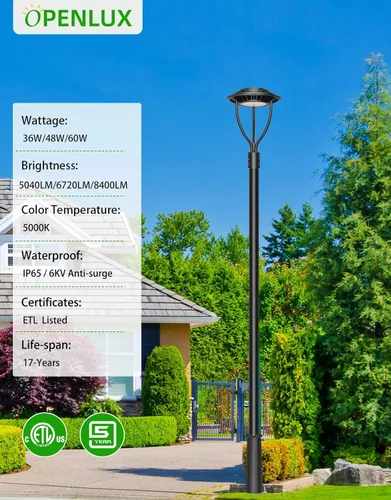 Miniatura 8 de Luz LED para poste superior, certificación ETL, 80 W, 64 W, 48 W, ajustable, 3 CCT, luces de poste para exteriores ajustables con fotocélula IP65