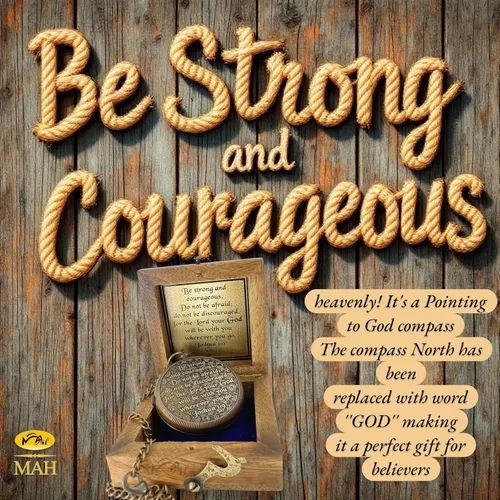 Miniatura 4 de Bible Verse Brass Compass – “Be Strong and Courageous” (Joshua 1:9) Christian Gift for Graduation, Baptism, Confirmation – Religious Keepsake for