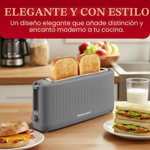 Miniatura 2 de Elite Gourmet ECT2517C SLIMTOAST™ Tostadora de 2 rebanadas, ranura larga, cuerpo de enfriamiento táctil, 6 ajustes de tostada y función