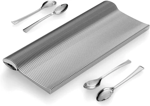 Miniatura 3 de Mini cucharas de postre, paquete a granel de 100 mini cucharas desechables plateadas, plástico de 4 pulgadas, sin BPA, aptas para alimentos