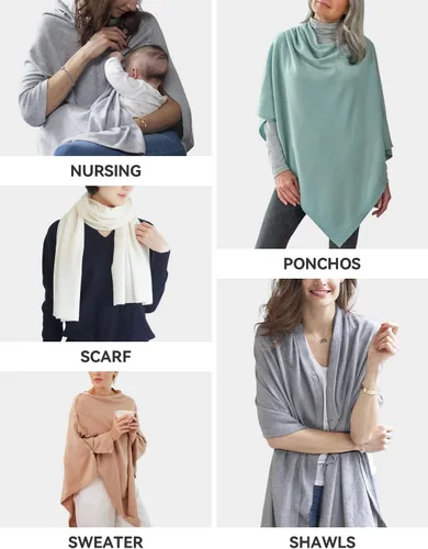 Miniatura 3 de MissShorthair Versatile Women's Shawl Wrap – Soft Knitted Poncho Cape Scarf for Fall Winter