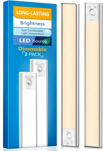 Miniatura 9 de Paquete de 2 luces para debajo del gabinete, 3 temperaturas de color, luz con sensor de movimiento para interiores, luces LED recargables