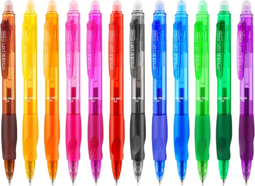 Miniatura 13 de Paquete de 12 bolígrafos de gel borrables Clicker, punta fina (0.020 pulgadas), tinta negra con borrador, hace que desaparezcan los errores, agarre