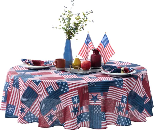 Miniatura 10 de Newbridge Servilletas de tela con bandera patriótica roja, blanca y azul, juego de 8 Americana, Interior Exterior, Resistente a las Manchas, Rojo