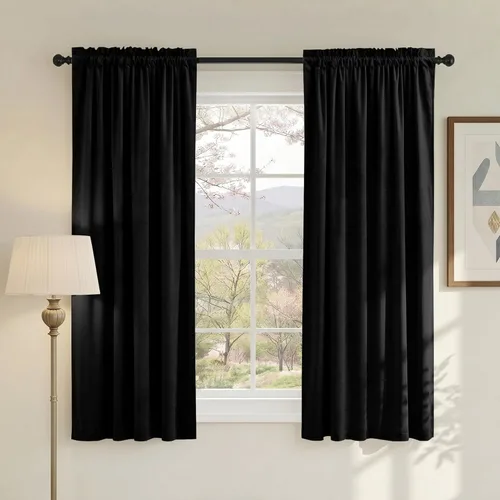 Miniatura 130 de NICETOWN Cortinas opacas de terciopelo extralargas negras de 120 pulgadas de largo para telón de fondo, cortinas de terciopelo con aislamiento Serie