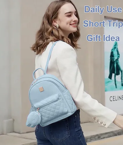 Miniatura 9 de Mini mochila de moda para niñas, bolso pequeño lindo de cuero a cuadros para mujer, mochilas pequeñas, Negro -, Mini mochila de moda para niñas
