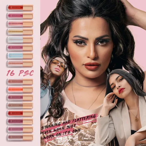 Miniatura 3 de Color Nymph Colección de 16 piezas de brillo labial, brillo labial brillante para mujeres y niñas, set de brillo labial de color duradero con ricos