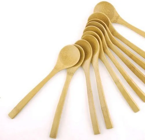 Miniatura 8 de JapanBargain, Juego de cucharas de bambú de 10 piezas, cucharas de madera reutilizables de 8 pulgadas para niños, aperitivo, postre, helado, yogur