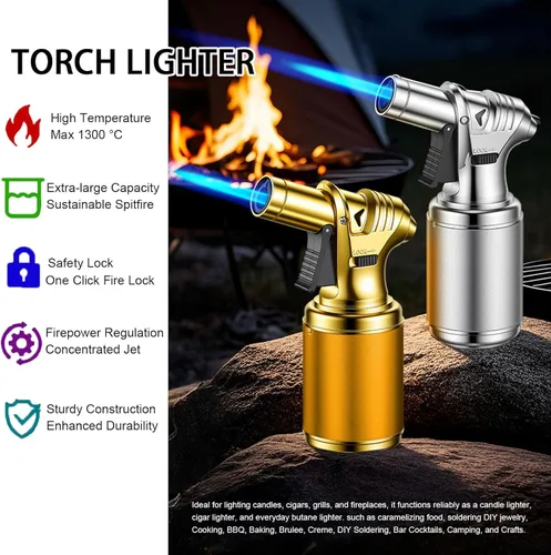 Miniatura 5 de AOKE Kit de ahumador de cóctel dorado con antorcha de metal anticuado