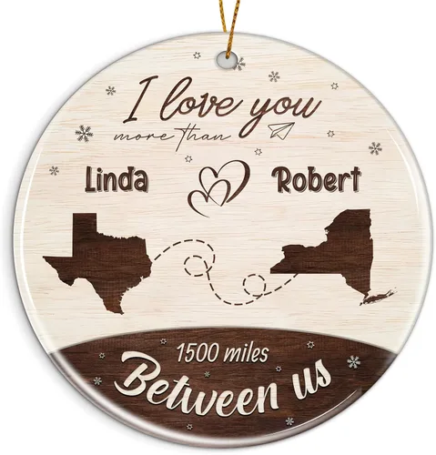 Miniatura 24 de Adorno personalizado para la primera Navidad del bebé 2025 con nombre personalizado, lindo oso en la luna, adornos redondos, regalo de primer