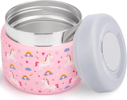 Miniatura 11 de Charcy Tarro de comida aislado de acero inoxidable para niños, termo de sopa de boca ancha a prueba de fugas, juego de recipientes para 8 horas