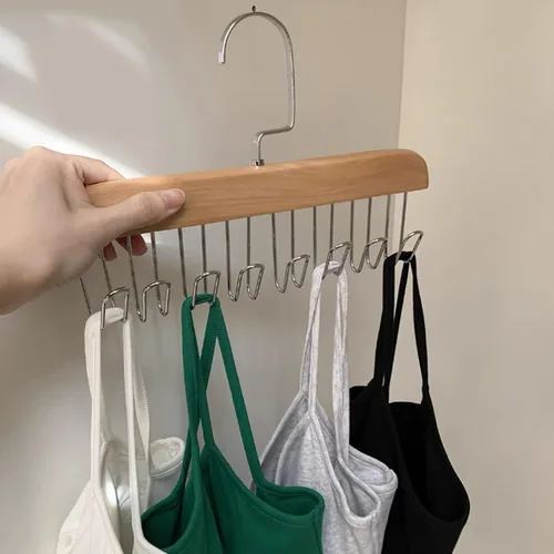 Miniatura 2 de plplaaoo Gancho para colgar bolsas, ganchos para bolsas de hierro, colgador multifuncional, sin perforaciones, con 8 ganchos, madera y acero