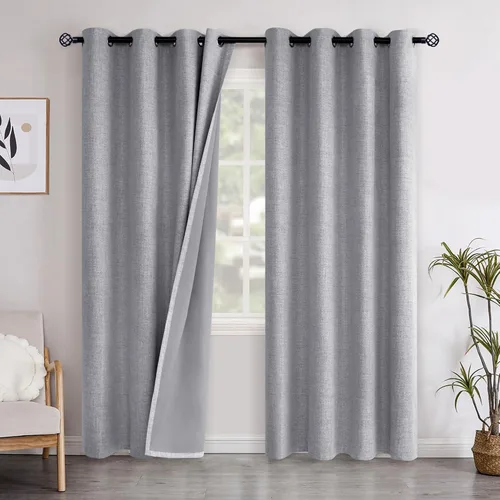 Miniatura 83 de YoungsTex - Cortinas opacas de lino para dormitorio, oscurecimiento de la habitación, cortinas con textura de lino, paneles con aislamiento térmico