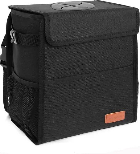 Miniatura 9 de Femuar Cubo de basura para automóvil a prueba de fugas con tapa, impermeable, para SUV, bolsa de basura plegable y portátil, color negro