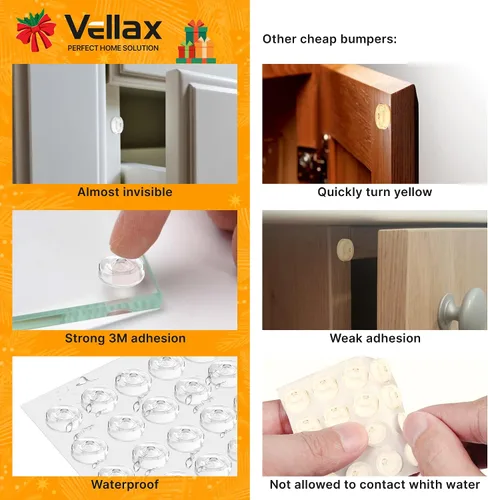 Miniatura 3 de 64 Topes Autoadhesivos para Puertas de Gabinete – Almohadillas de Goma de Silicona Transparente Pegajosas para Cajones de Muebles, Armarios