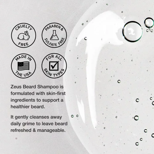 Miniatura 5 de ZEUS Champú para barba para hombres con manzanilla, té verde y aceites esenciales, hidratación de limpieza profunda para un vello facial más suave