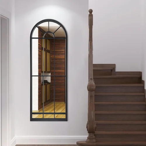 Miniatura 7 de HQiJun Espejo de Pared Ventana Espejos Decorativos Arqueados Estilo Granja para Sala de Estar Dormitorio Entrada Baño Tocador (Negro, 47" x 17" x 1")