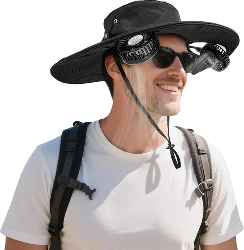 AMACOOL Bucket Hat Fan, Gifts for Him Father Dad Husband, Fishing Essentials for Women Men Camping Hiking Beach Gardening