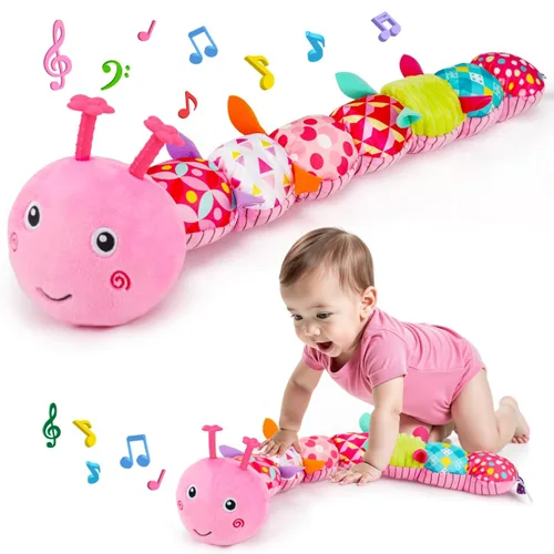 Miniatura 10 de Topsochir Juguetes de Tiempo Boca Abajo para Bebés de 0-6 Meses Peluche Musical de Animal de Oruga para Infantes de 6-12 Meses Juguete Sensorial
