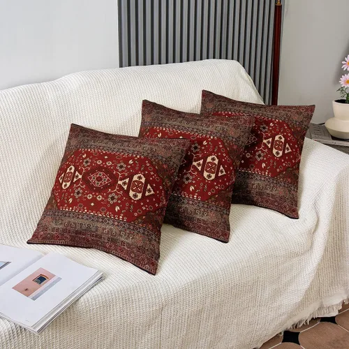 Miniatura 4 de Juego de 2 fundas de almohada bohemias tribales de 22 x 22 pulgadas, fundas de almohada exóticas retro, fundas de cojín bohemias de celosía vintage