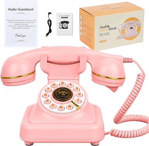 Miniatura 6 de Libro de invitados de audio, teléfono de boda, graba mensajes de audio personalizados con libro de invitados retro para boda, fiesta de cumpleaños