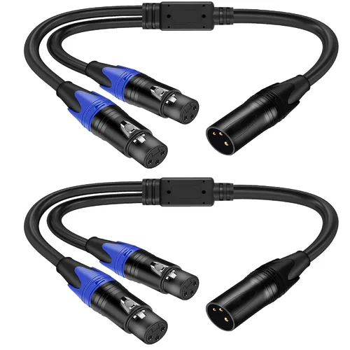 Miniatura 21 de LanSenSu 1 micrófono divisor XLR Y macho a 2 hembras, XLR hembra de 3 pines a doble XLR macho Y-Splitter Cables de audio de micrófono equilibrado