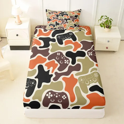 Miniatura 31 de Erosebridal Camouflage Sheets for Boys Girls Game Console Fitted Sheet,3D Gamer Controller Kids Bedding Sets Army Camo Bed Sets Twin 2 Piece