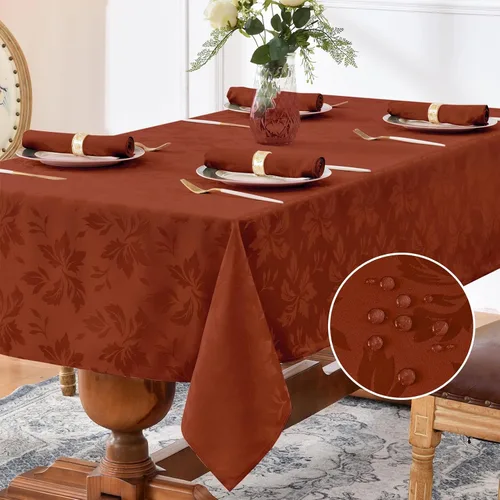 Miniatura 18 de Romanstile Mantel rectangular de jacquard de primavera, impermeable, diseño floral de damasco, manteles decorativos de tela pesada para cenas
